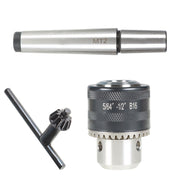 DURAFORCE 5/64'' to 1/2'' Drill Chuck With MT2 Arbor and Key For Mini Metal Lathe