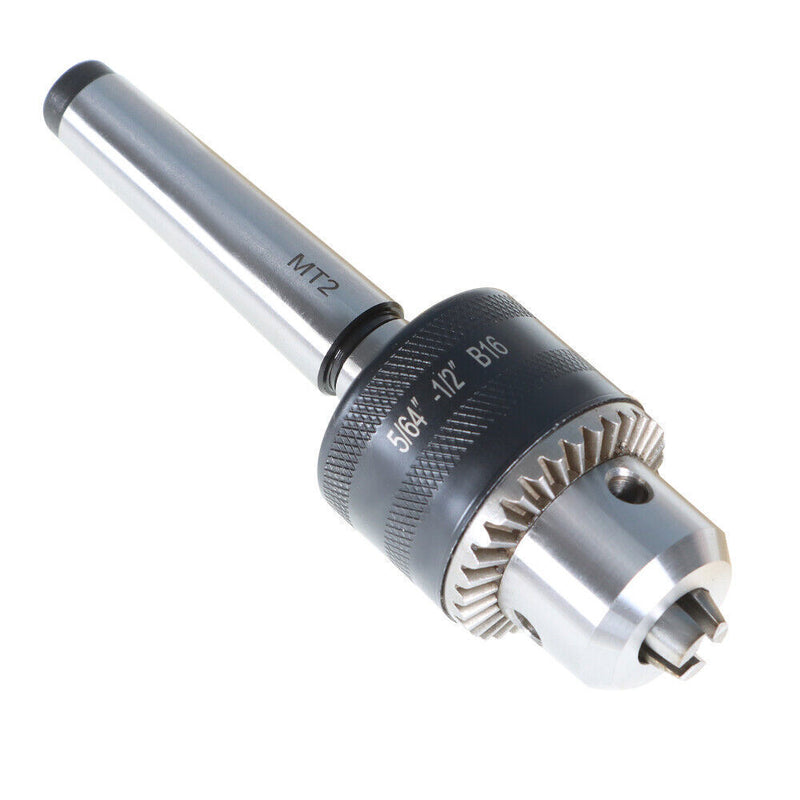 DURAFORCE 5/64'' to 1/2'' Drill Chuck With MT2 Arbor and Key For Mini Metal Lathe