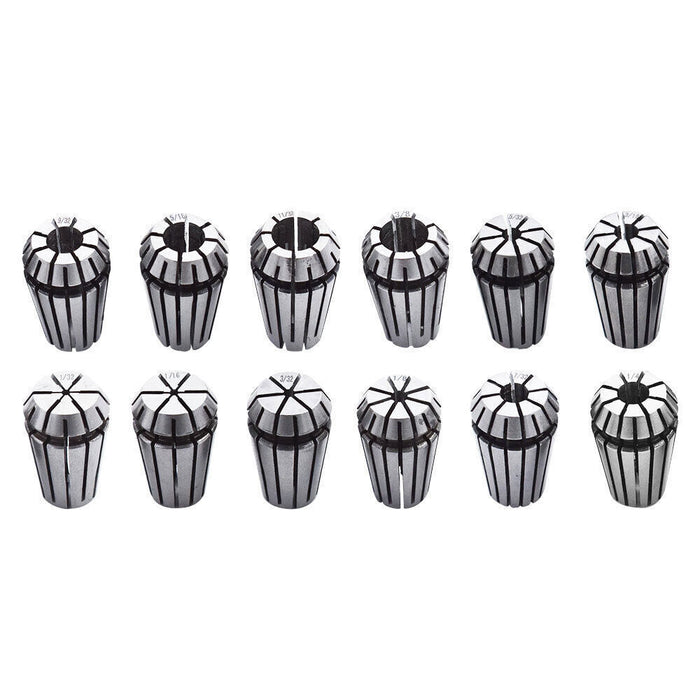 DURAFORCE 12PCS ER16 Spring Collet Set For CNC Milling Lathe Tool Engraving 1/32"-3/8"
