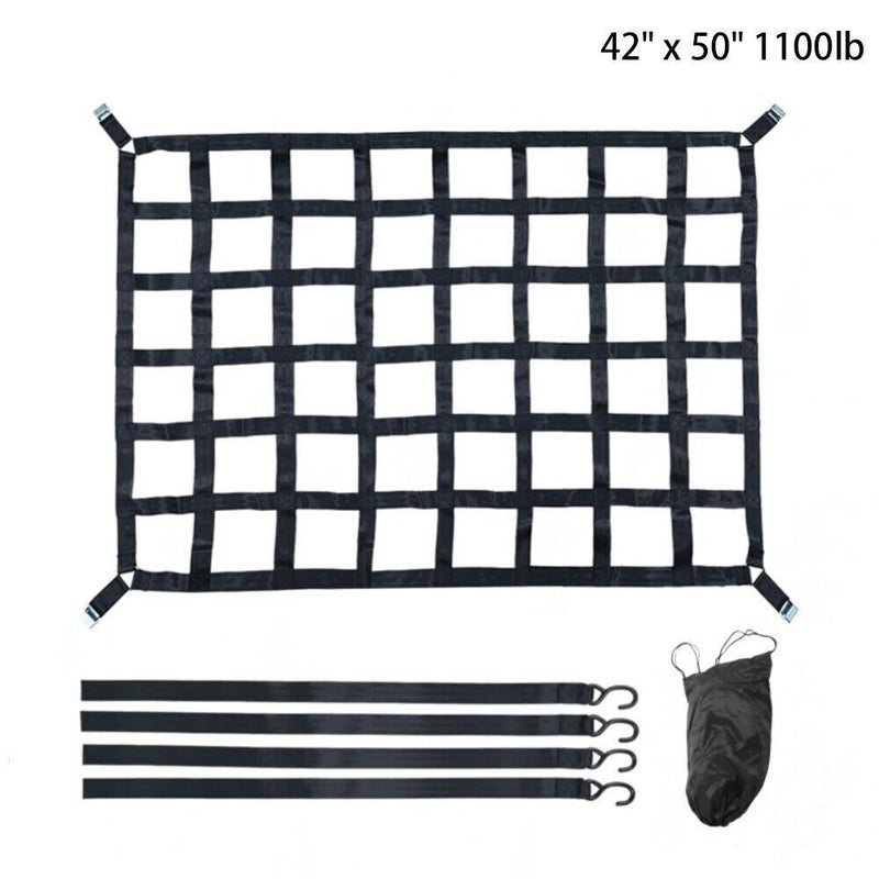 DURAFORCE 42" x 50" 1100lb Heavy Duty Cargo Net w/Cam Buckles & S-Hooks For Pickup Trucks