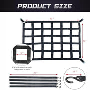 DURAFORCE 42" x 50" 1100lb Heavy Duty Cargo Net w/Cam Buckles & S-Hooks For Pickup Trucks
