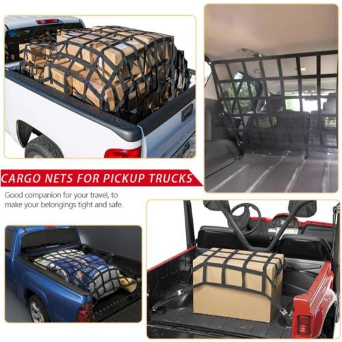 DURAFORCE 42" x 50" 1100lb Heavy Duty Cargo Net w/Cam Buckles & S-Hooks For Pickup Trucks
