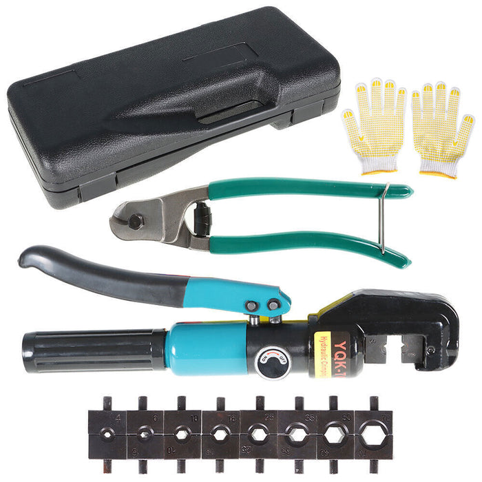 DURAFORCE 10T Hydraulic Crimper Crimping Tool Wire Battery Cable Lug Terminal W/ 9 Dies