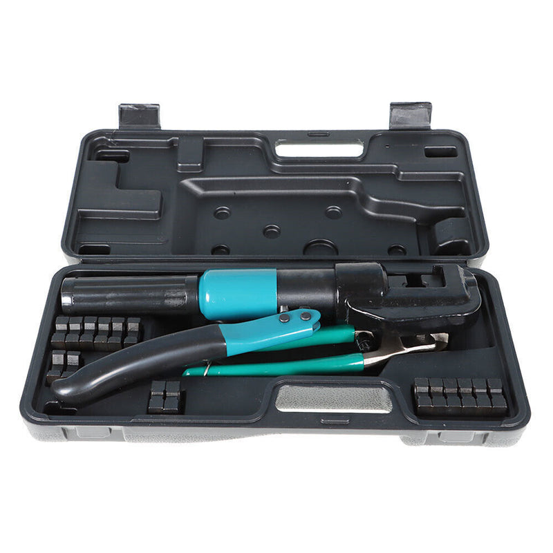 DURAFORCE 10T Hydraulic Crimper Crimping Tool Wire Battery Cable Lug Terminal W/ 9 Dies