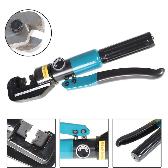 DURAFORCE 10T Hydraulic Crimper Crimping Tool Wire Battery Cable Lug Terminal W/ 9 Dies