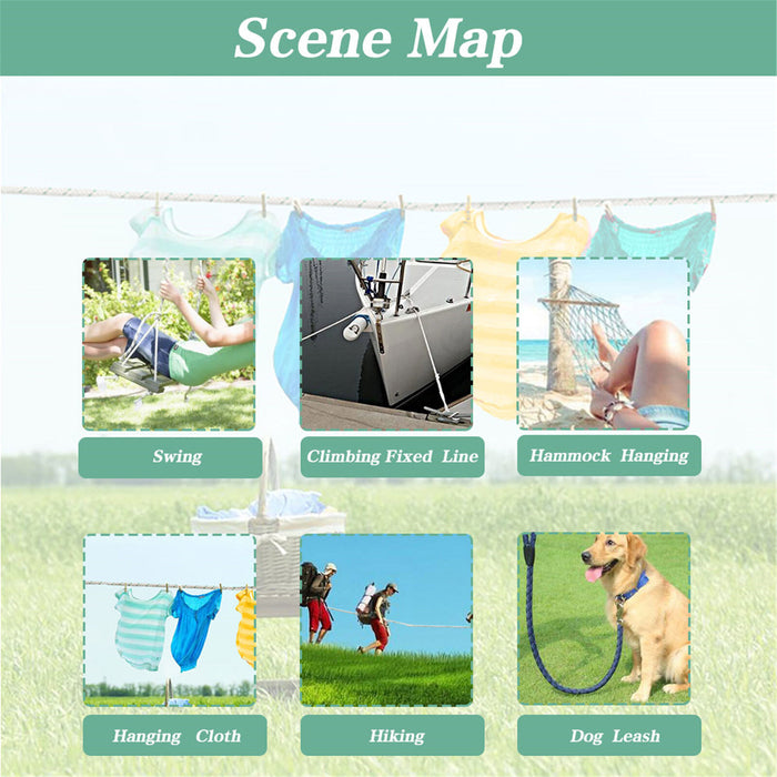 DURAFORCE 1/2" × 200' Bull Rope Double Braid Polyester Rope 6180Lbs Breaking Strength