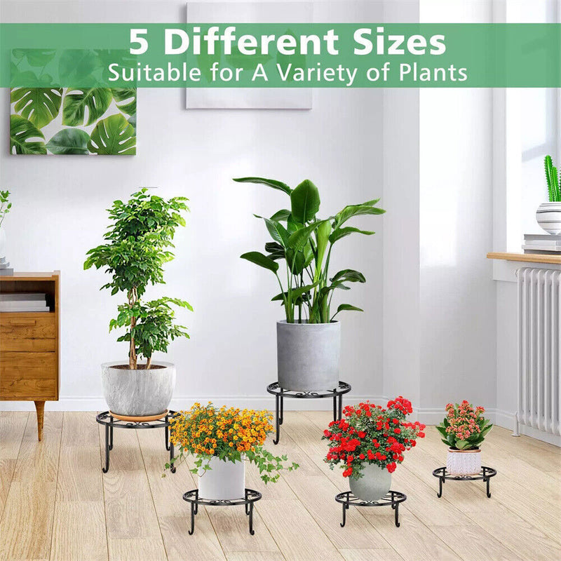 DURAFORCE 5 Pack Metal Plant Stand For Outdoor Indoor Plants Heavy Duty Flower Pot Stands