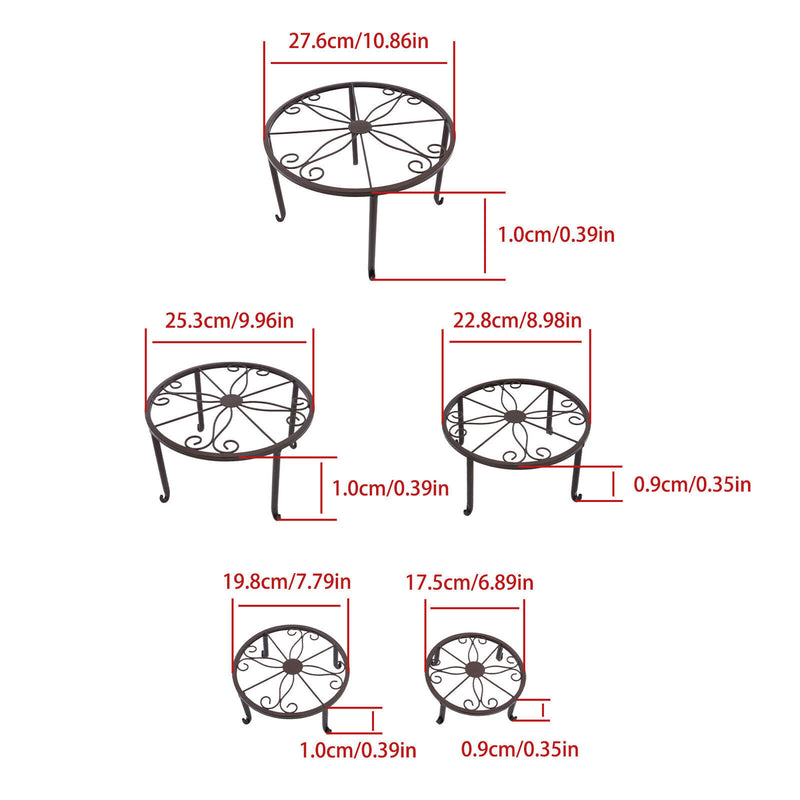 DURAFORCE 5 Pack Metal Plant Stand For Outdoor Indoor Plants Heavy Duty Flower Pot Stands