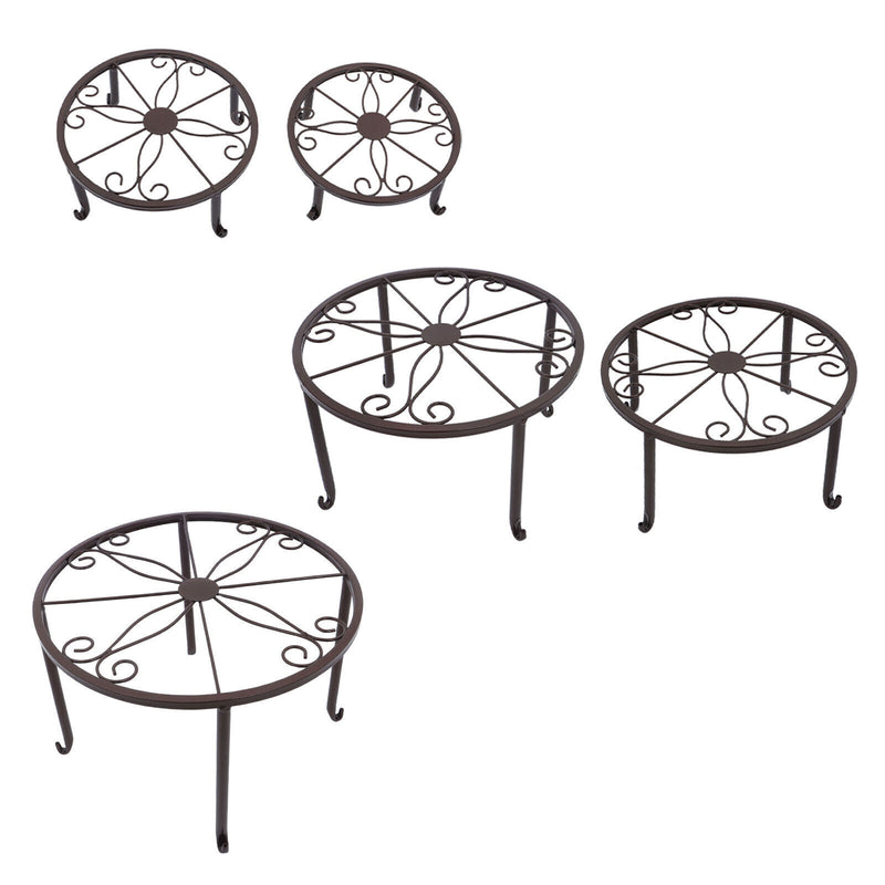 DURAFORCE 5 Pack Metal Plant Stand For Outdoor Indoor Plants Heavy Duty Flower Pot Stands