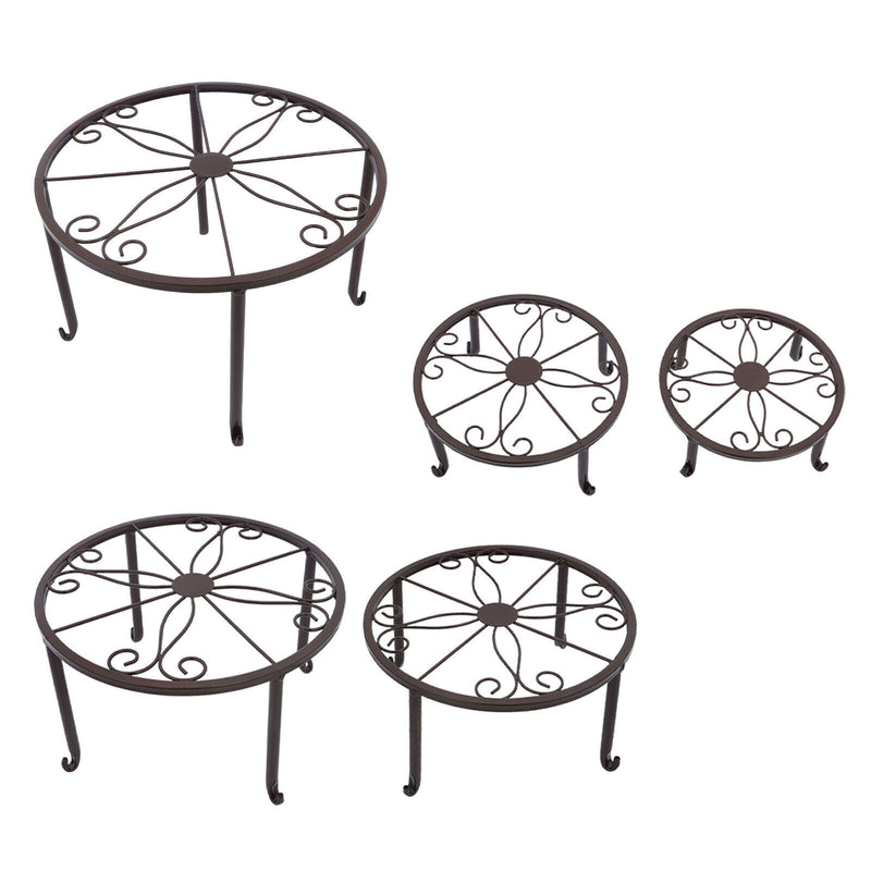 DURAFORCE 5 Pack Metal Plant Stand For Outdoor Indoor Plants Heavy Duty Flower Pot Stands