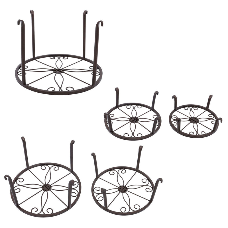 DURAFORCE 5 Pack Metal Plant Stand For Outdoor Indoor Plants Heavy Duty Flower Pot Stands