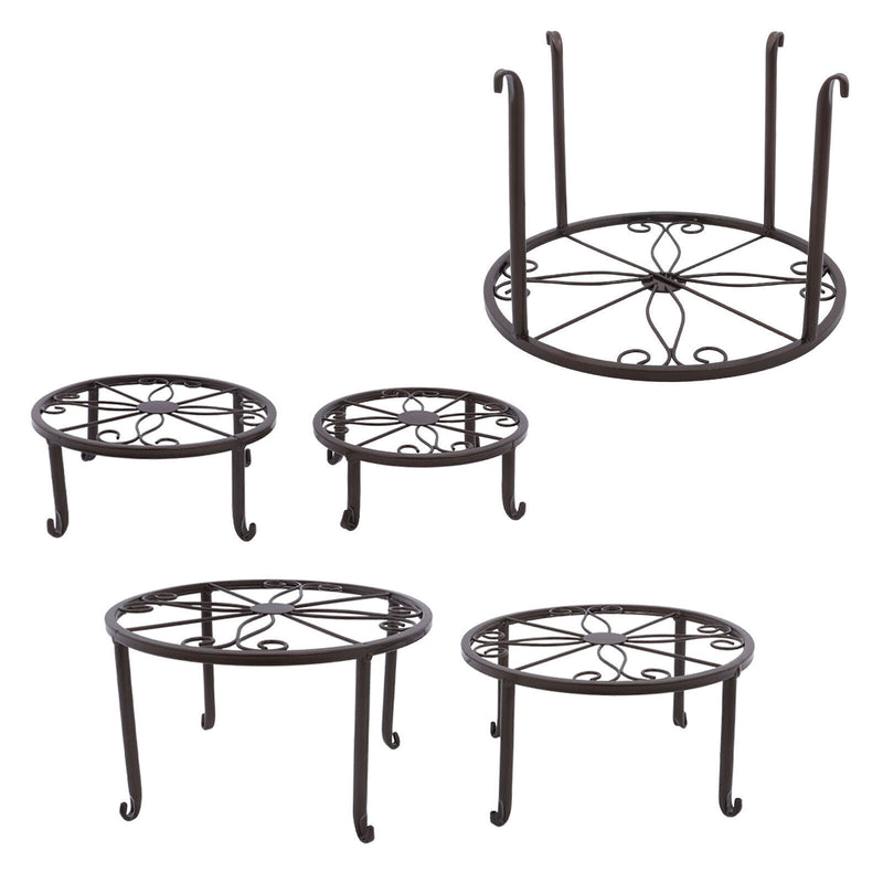 DURAFORCE 5 Pack Metal Plant Stand For Outdoor Indoor Plants Heavy Duty Flower Pot Stands