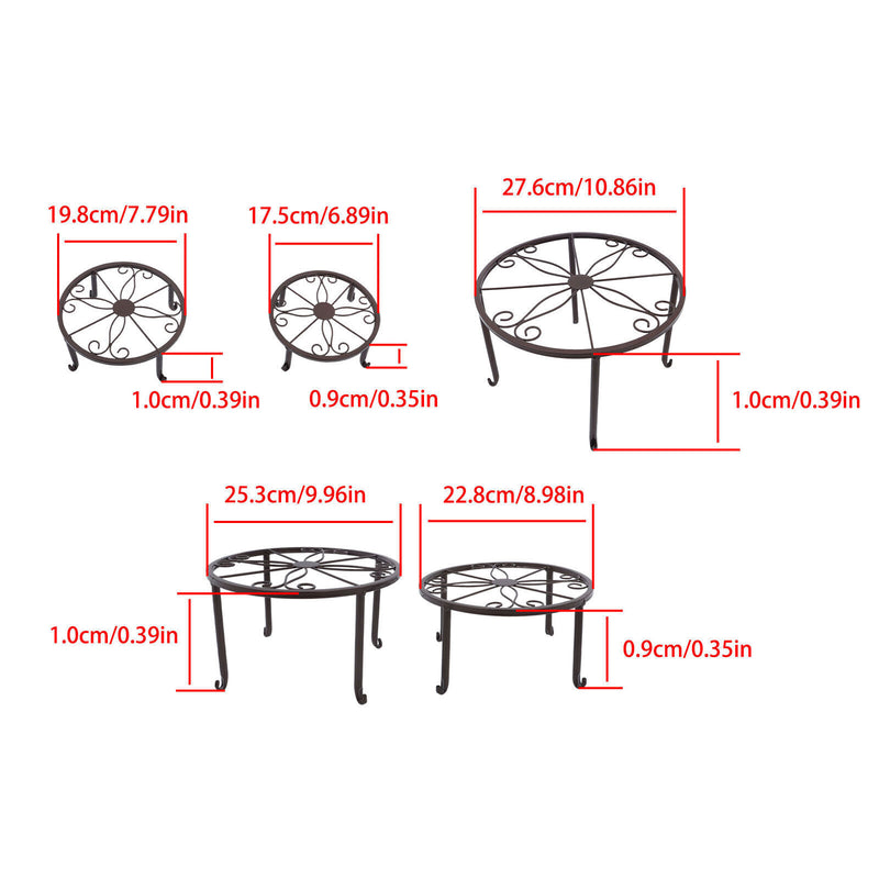 DURAFORCE 5 Pack Metal Plant Stand For Outdoor Indoor Plants Heavy Duty Flower Pot Stands