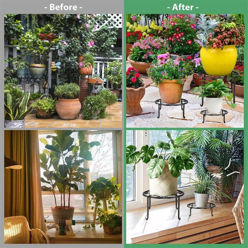 DURAFORCE 5 Pack Metal Plant Stand For Outdoor Indoor Plants Heavy Duty Flower Pot Stands