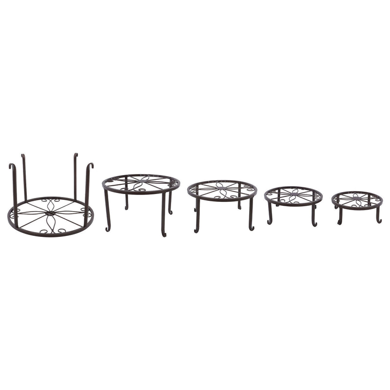 DURAFORCE 5 Pack Metal Plant Stand For Outdoor Indoor Plants Heavy Duty Flower Pot Stands