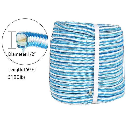 DURAFORCE 1/2" × 150' Arborist Tree Climbing Rope 16 Strand Braided Nylon Core Polyester