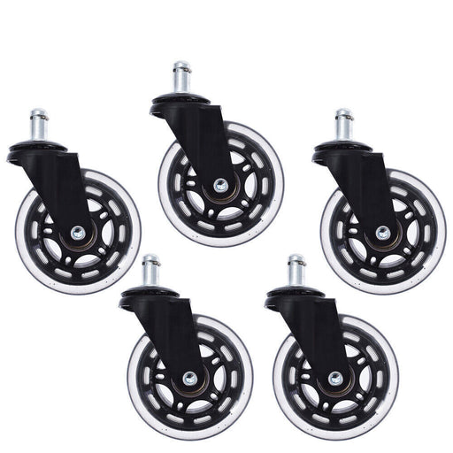 DURAFORCE 3 INCH Heavy Duty Office Chair Caster Rubber Swivel Wheels Replacement Set 5 PCS