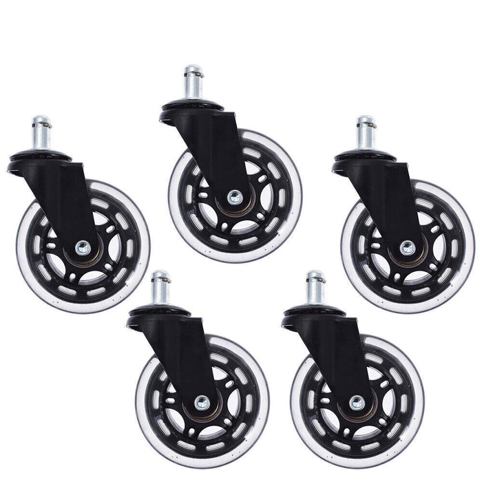 DURAFORCE 3 INCH Heavy Duty Office Chair Caster Rubber Swivel Wheels Replacement Set 5 PCS