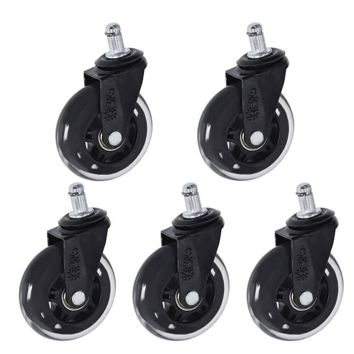 DURAFORCE 3 INCH Heavy Duty Office Chair Caster Rubber Swivel Wheels Replacement Set 5 PCS