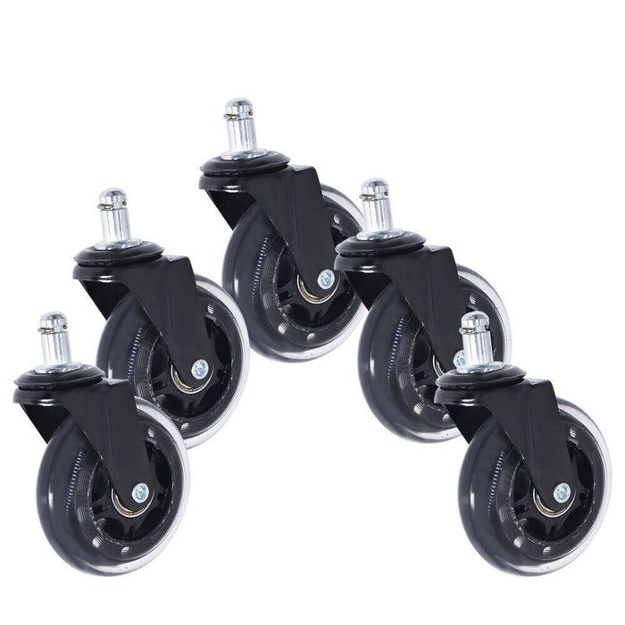 DURAFORCE 3 INCH Heavy Duty Office Chair Caster Rubber Swivel Wheels Replacement Set 5 PCS