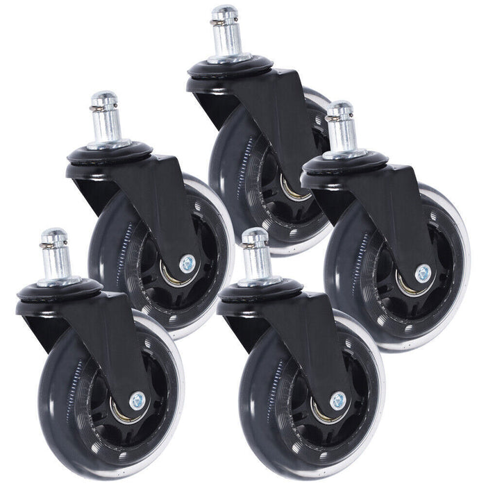 DURAFORCE 3 INCH Heavy Duty Office Chair Caster Rubber Swivel Wheels Replacement Set 5 PCS