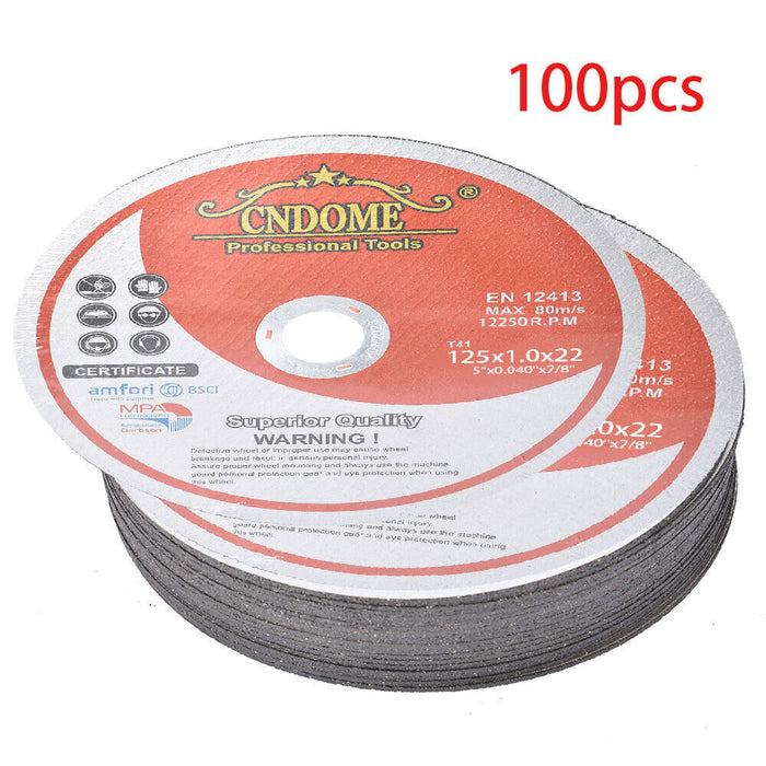 DURAFORCE 100 Pack 5"x0.040"x7/8" Cut-off Wheel - Metal & Stainless Steel Cutting Discs