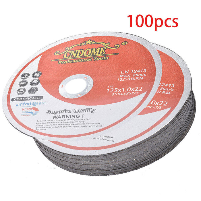 DURAFORCE 100 Pack 5"x0.040"x7/8" Cut-off Wheel - Metal & Stainless Steel Cutting Discs