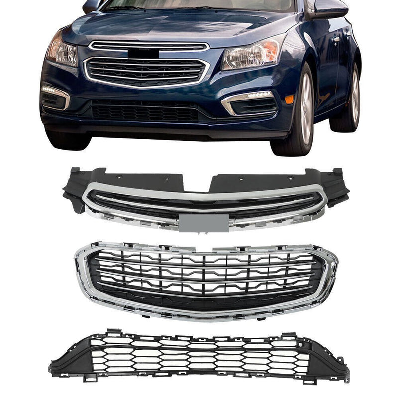 DURAFORCE Front Bumper Grille Lower Set Black Plastic For 2015 Chevrolet Cruze