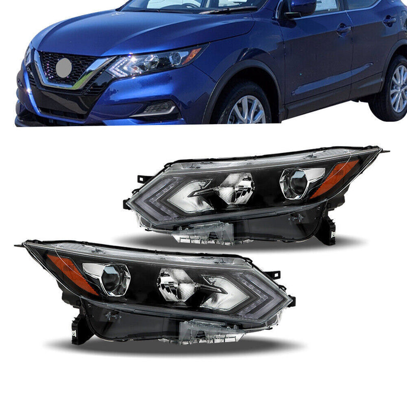 DURAFORCE Left+Right Headlight For 2020-2022 Nissan Rogue Sport Halogen Type W/LED