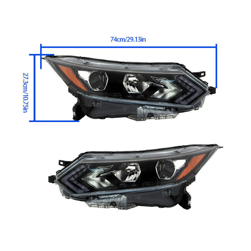 DURAFORCE Left+Right Headlight For 2020-2022 Nissan Rogue Sport Halogen Type W/LED