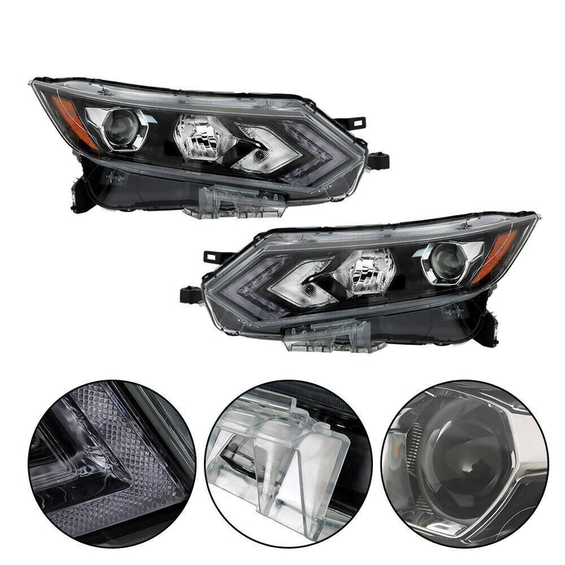 DURAFORCE Left+Right Headlight For 2020-2022 Nissan Rogue Sport Halogen Type W/LED