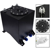 DURAFORCE Fuel Cell Gas Tank+level Sender Racing Black Aluminum 2.5 Gallon/10L