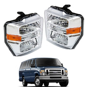 DURAFORCE Right+Left Headlights For 2008-2014 Ford E150 E250 E350 E450 F650 F750
