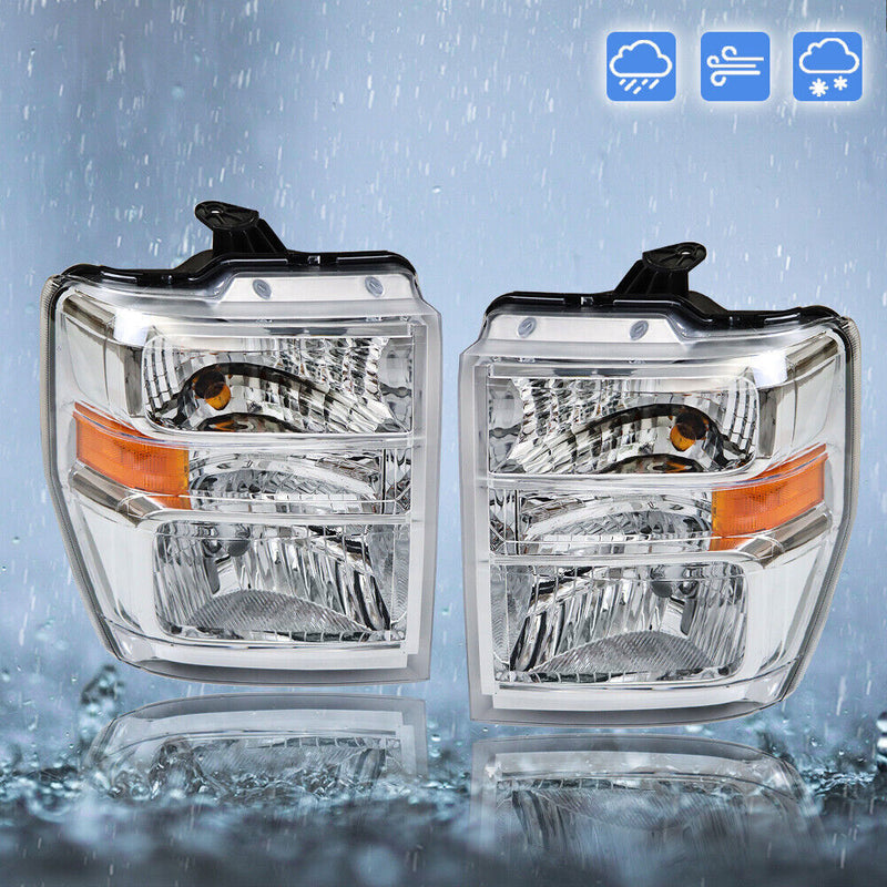 DURAFORCE Right+Left Headlights For 2008-2014 Ford E150 E250 E350 E450 F650 F750