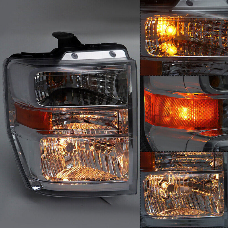 DURAFORCE Right+Left Headlights For 2008-2014 Ford E150 E250 E350 E450 F650 F750