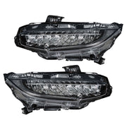 DURAFORCE Right+Left Headlights For 2016-2021 Honda Civic Full LED DRL Clear Lens