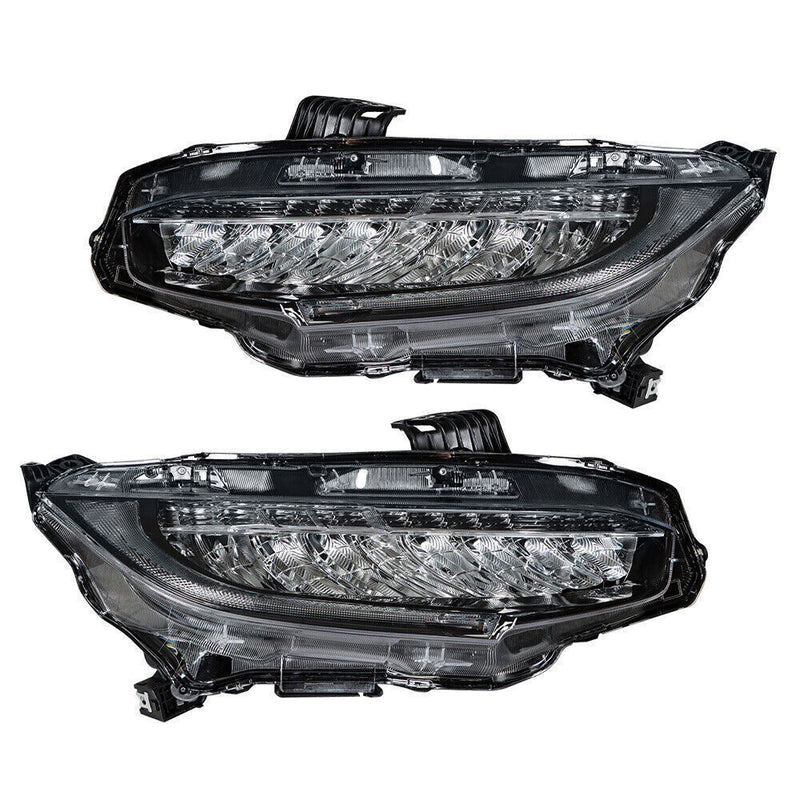 DURAFORCE Right+Left Headlights For 2016-2021 Honda Civic Full LED DRL Clear Lens