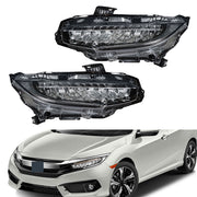 DURAFORCE Right+Left Headlights For 2016-2021 Honda Civic Full LED DRL Clear Lens