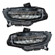 DURAFORCE Right+Left Headlights For 2016-2021 Honda Civic Full LED DRL Clear Lens