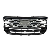 DURAFORCE Front Upper Grille For 2018-2019 Ford Explorer Limited XLT Chrome&Black