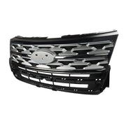 DURAFORCE Front Upper Grille For 2018-2019 Ford Explorer Limited XLT Chrome&Black