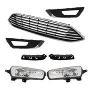 DURAFORCE Front Bumper Upper Grille With Fog Light Set For 2015 2016-2018 Ford Focus