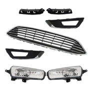 DURAFORCE Front Bumper Upper Grille With Fog Light Set For 2015 2016-2018 Ford Focus
