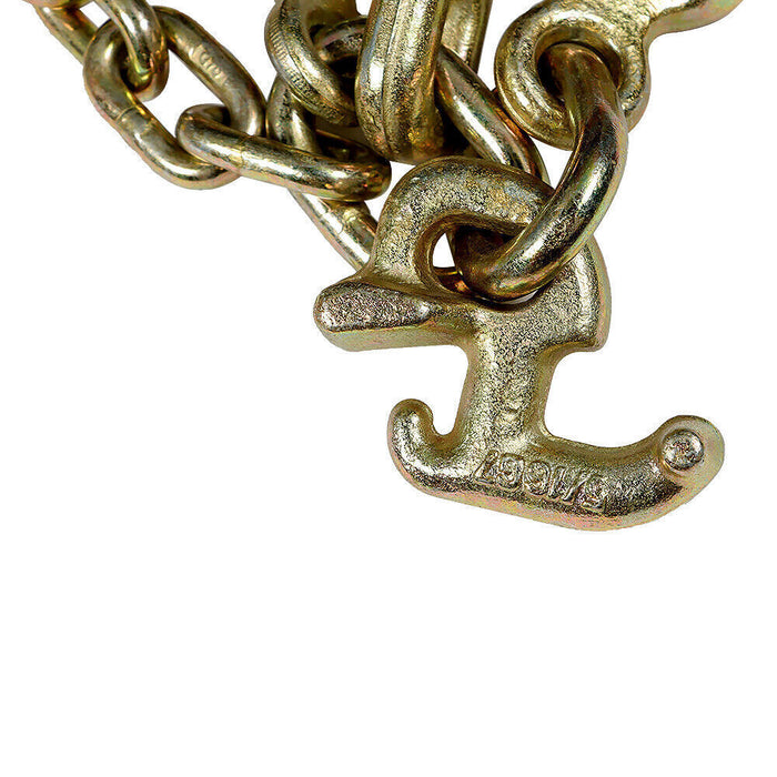 DURAFORCE 2× 5/16''x10' Transport Tow Chain J Hook Long Shank w/ Grab Hook G70