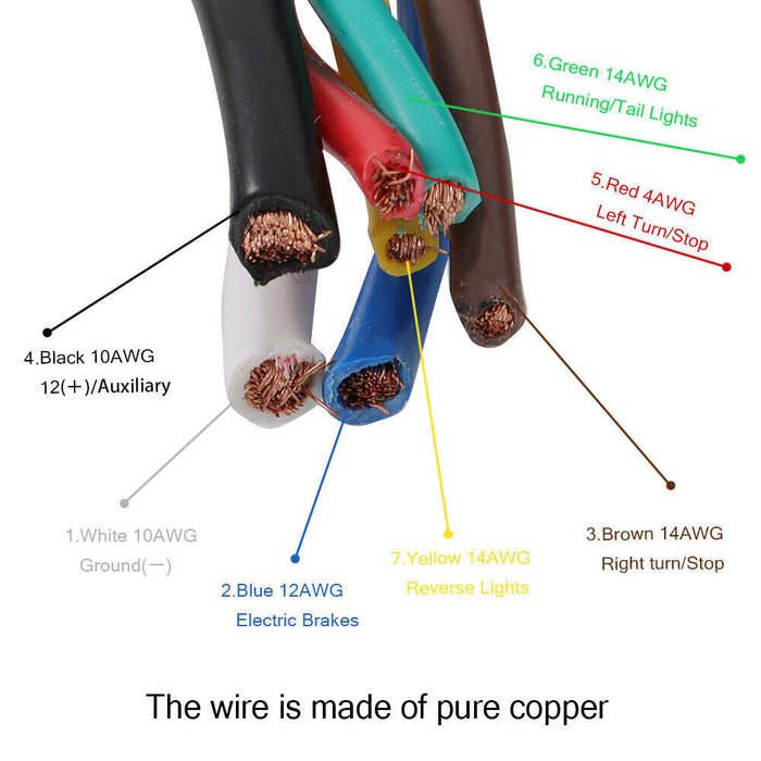 DURAFORCE 7-Pin Trailer Plug Cord Wire Cable 6 ft 7 Prong Trailer Light Wiring Connector
