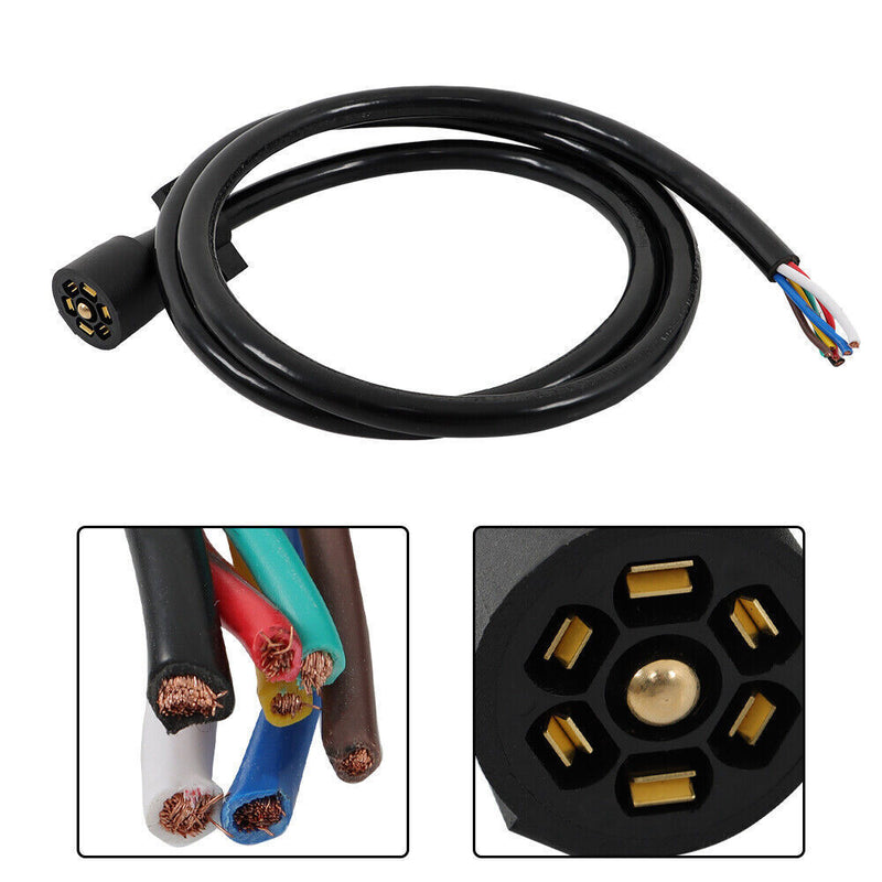 DURAFORCE 7-Pin Trailer Plug Cord Wire Cable 6 ft 7 Prong Trailer Light Wiring Connector