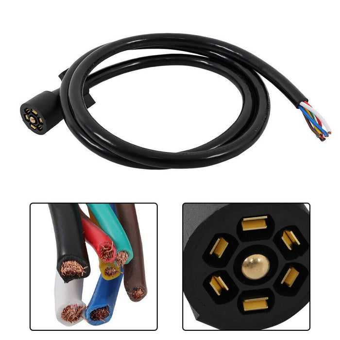 DURAFORCE 7-Pin Trailer Plug Cord Wire Cable 6 ft 7 Prong Trailer Light Wiring Connector