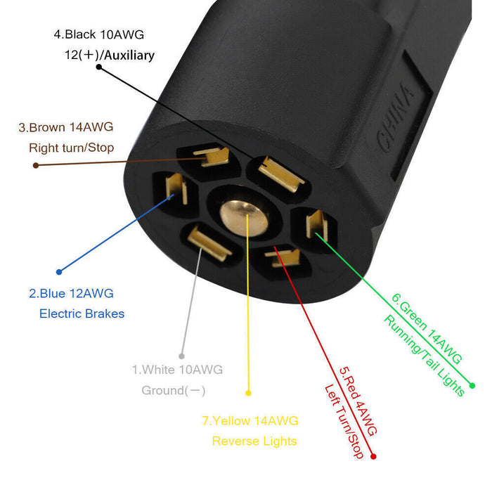 DURAFORCE 7-Pin Trailer Plug Cord Wire Cable 6 ft 7 Prong Trailer Light Wiring Connector