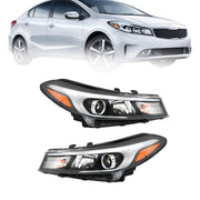 DURAFORCE Right+Left Headlight For 2017-2018 Kia Forte Forte5 Halogen W/o LED