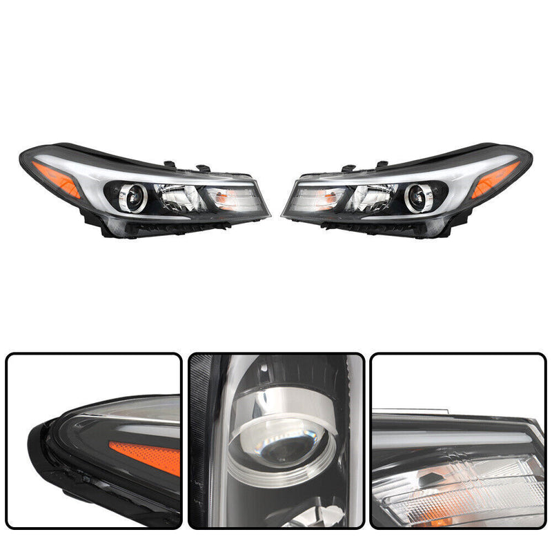 DURAFORCE Right+Left Headlight For 2017-2018 Kia Forte Forte5 Halogen W/o LED
